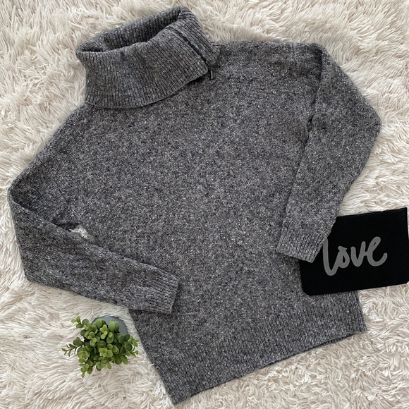 Jillian & Nicole Split Zip Cowl Neck Sweater 💗 Gray - Picture 2 of 16